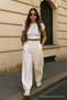 Women's Basic White Wide Leg Pants with Pockets