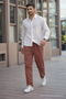 Men's Linen Loose Fit Trousers Tile - 5