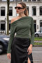 Women's Casual Degaje Boat Neck Khaki Blouse - 4
