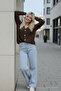 Women's Transitional V-Neck Brown Knitwear Sweater - 5