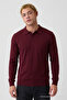 Men's Stylish Wide-Fit Knitted Burgundy Sweater - 4