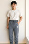 Men's Elastic Waist Loose Gray Sweatpants - 5