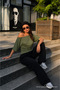 Women's Daily Casual Slim Fit Khaki Crop Blouse - 3