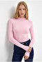 Women's Slim Fit Raglan Sleeve Pink Knitted Blouse - 3