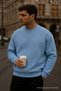 Men's Oversize Winter Baby Blue Long Sweater - 5