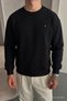 Men's Loose Textured Flare Black Sweatshirt - 3