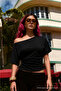 Women's Bodycon Boat Neck Black Blouse - 3