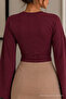 Women's Slim Off-Shoulder Burgundy Cotton Blouse - 6