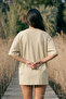 Women's Short Sleeve Crew Neck Beige T-Shirt - 6