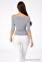 Women's Off-Shoulder Short Sleeve Gray Slim Blouse - 6