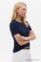 Women's Crew Neck Basic Navy Blue T-Shirt - 2
