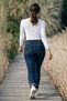 Women's Trendy Crew Neck Slim Fit White Stylish Blouse - 5