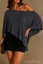 Women's One-Shoulder Smoked Asymmetrical Draped Blouse - 6
