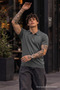 Men's 100% Cotton Smoked Polo Neck T-Shirt - 4