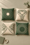 Set of 4 Double-Sided Digital Printed Green-Beige Bohemian Pillow Case Throw Pillow Set – Zippered, 43X43 cm - 3