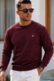 Burgundy Plain Sleeve Regular Men's Sweatshirt - 6