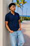Men's Trend Polo Collar Casual Navy Blue T-Shirt - 5