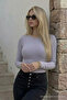 Women's Premium Casual Gray Slim Blouse - 4