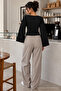 Women's Casual Waist-Fitted Black Blouse - 3
