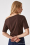 Women's Off-Shoulder Short Sleeve Coffee Blouse - 6