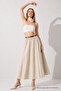Women's Comfortable Beige Long Skirt with Elastic Waist - 4