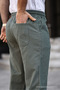 White Color Men's Summer Linen Blend Relaxed Trousers - White - 6