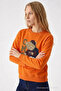 Women's Cmbn Teddy Bear Print Orange Sweatshirt - 2