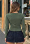 Women's Khaki Basic Fitted Blouse - 3