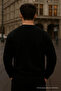 Herren Oversize Winter Schwarzer Langer Pullover - 5
