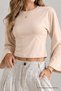 Women's Body-Fitting Short Cut Beige Blouse - 5