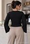 Women's Ankle-Tightened Soft Black Blouse - 3