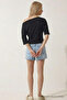 Women's Off-The-Shoulder Short Sleeve Black Tight T-Shirt - 6