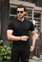 Men's 100% Cotton Fabric Slim Fit Cut Black Polo Neck T-shirt