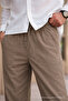 Men's Linen Loose Fit Trousers Mink - 4