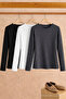 Women's Cotton Crew Neck Slim Fit 3-Piece Blouse