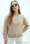 Women's Star Europe Printed Cream Sweatshirt