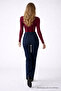 Women's Long Sleeve Crew Neck Burgundy Stylish Blouse - 6