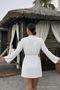 Kadın Straight Fit Basic Beyaz Mini Kimono - 5