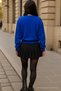 Women's Crew Neck Winter Oversized Blue Sweater - 4