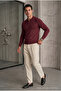 Men's Casual Loose Reglan Claret Red Sweater - 5