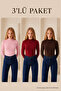 Women's Half Turtleneck Basic 3-Piece Blouse