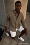 Men's Casual Striped Brown Oversize Linen Shirt - 4