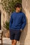 Knitted Long Sleeve Indigo Men's Sweatshirt