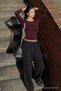 Women's Long Sleeve Tight Burgundy Crop T-Shirt - 6