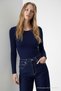 Women's Crew Neck Basic Navy Blue T-Shirt - 5