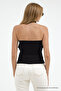 Women's Cross-Strapped Low-Cut Black Blouse - 3