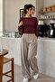 Burgundy Color Slim Fit Women's Basic Blouse - 2