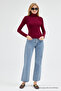 Women's Ultra Soft Turtleneck Burgundy Blouse - 5