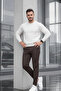 Men's Straight Fit Cotton Brown Trousers - 4