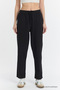 Linen Blended Loose Fitting Black Trousers - 4